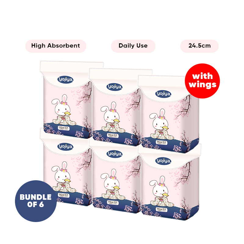 (Bundle of 6) Yojiya High Absorbent Pad with wings - Daily 24.5cm (10pcs/pack)