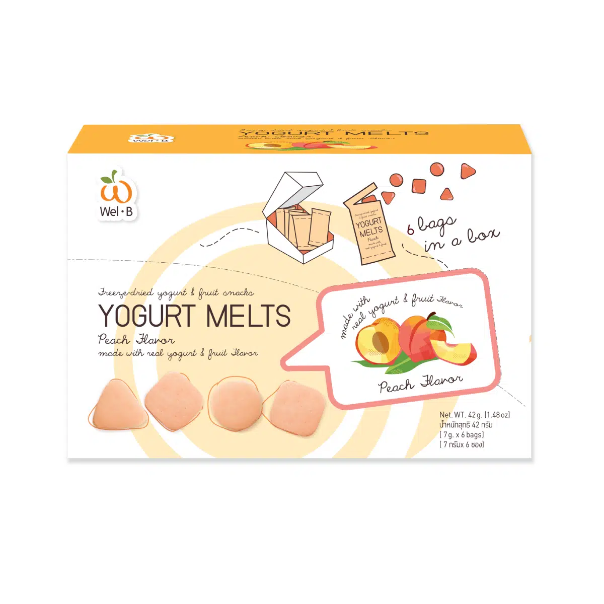 Wel.B Yogurt Melts - Peach 6x7g