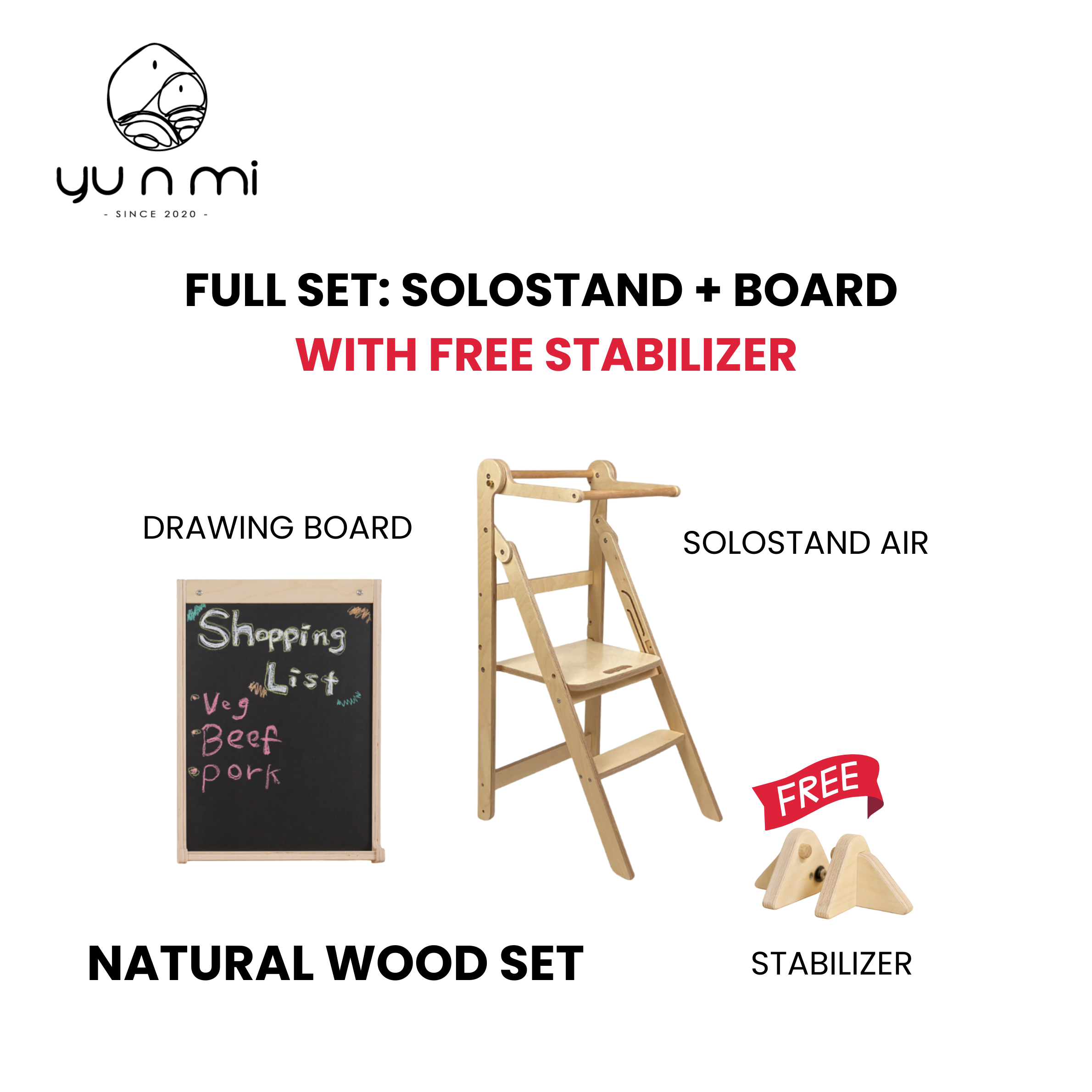 Yunmi SoloStand Air Learning Tower Bundle B - Painted/Stained Finish