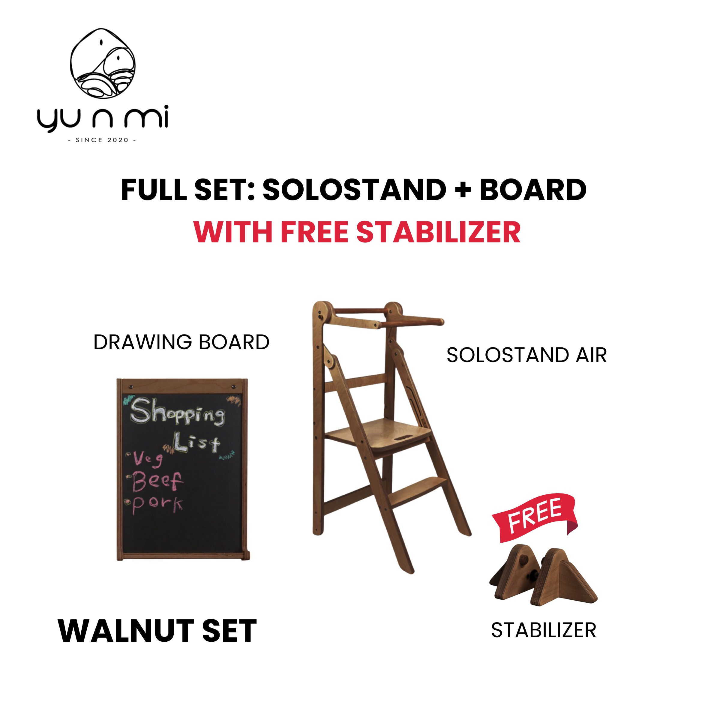 Yunmi SoloStand Air Learning Tower Bundle B - Painted/Stained Finish