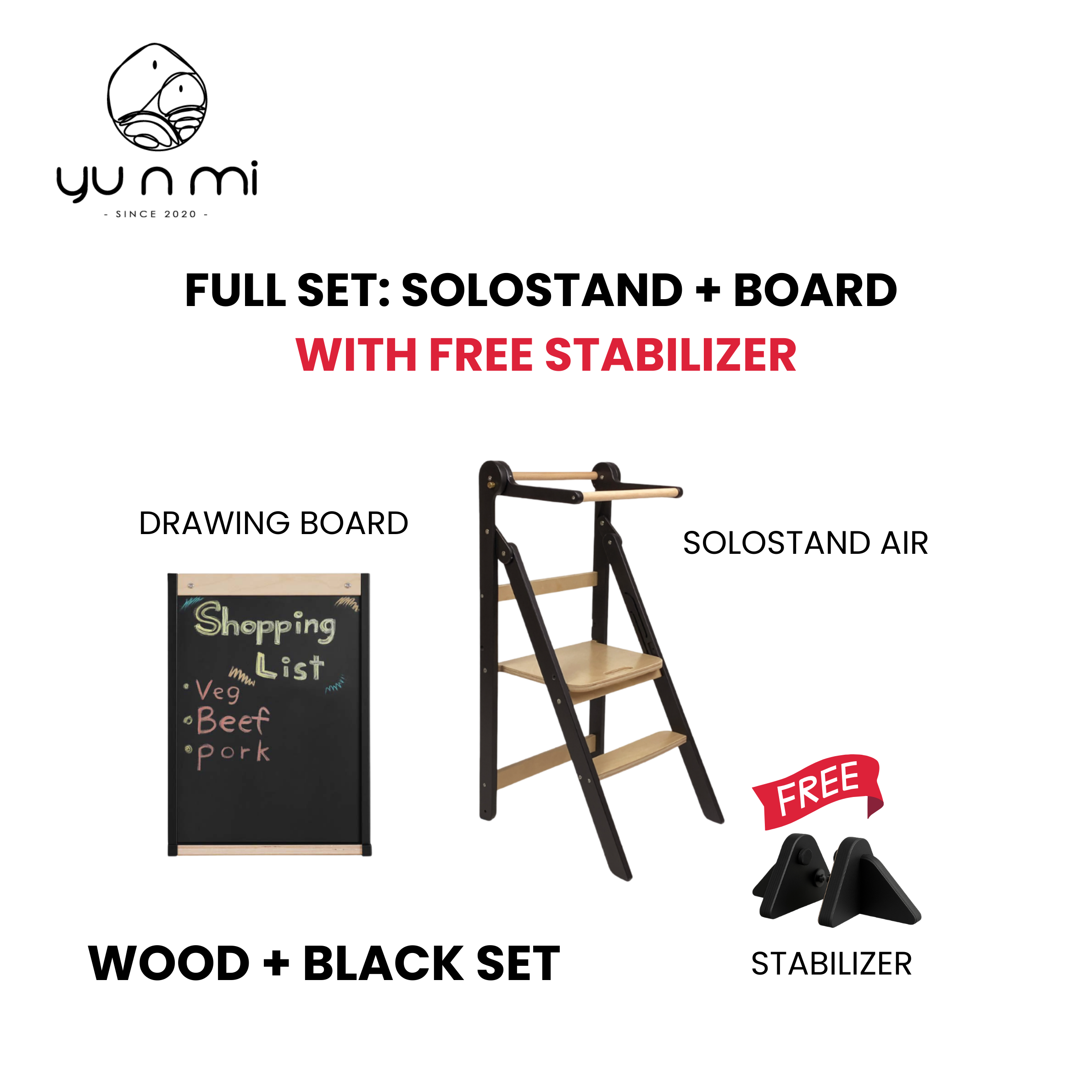Yunmi SoloStand Air Learning Tower Bundle B - Painted/Stained Finish