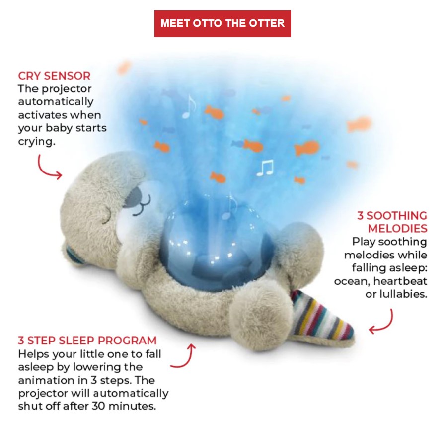 Zazu Ocean Projector Sleep Soother with 3 Step Sleep Program, Otto The Otter