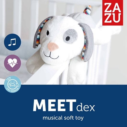 Zazu Heartbeat Soft Toy Sleep Soother, Dex the Dog