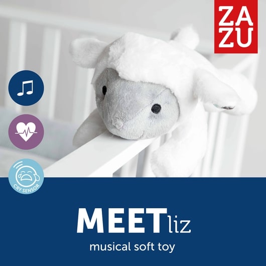 Zazu Heartbeat Soft Toy Sleep Soother, Liz the Lamb