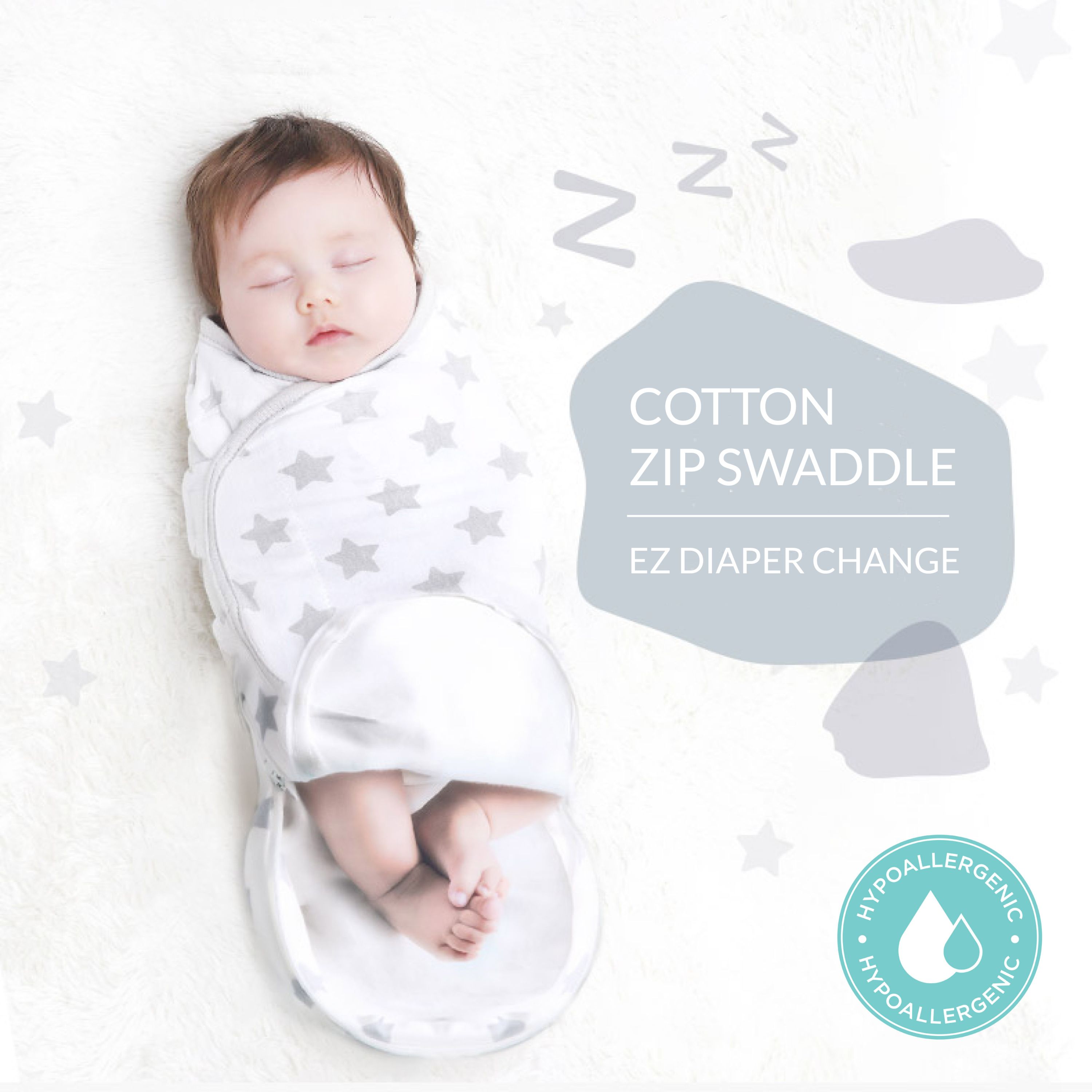 Baby Fair | IGLEYS Cotton Baby Velcro Zip Swaddle