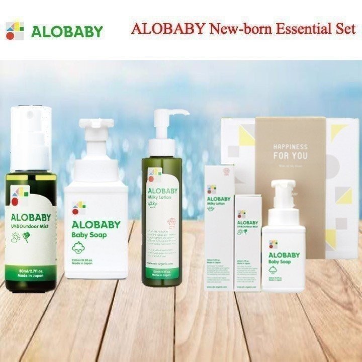 Alobaby New Born Essential Set [Milky Lotion + Baby Soap + Outdoor Mist]