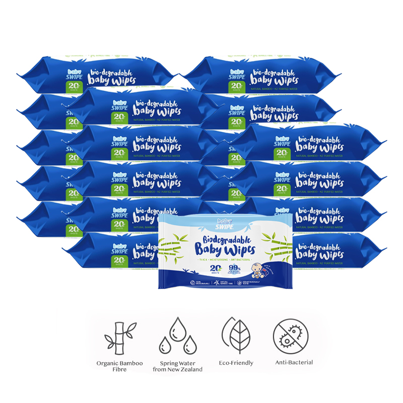 [Carton Deal] babySWIPE BioDegradable Organic Bamboo Wet Wipes 20sx 20 packs (NZ)