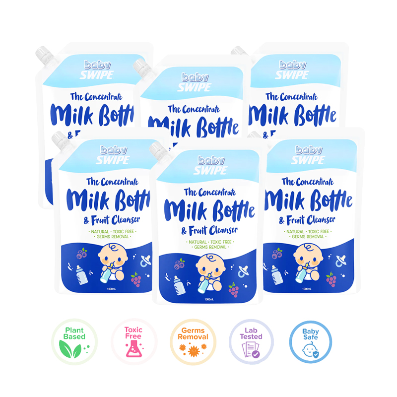 [Carton Deals] babySWIPE Milk Bottle & Fruit Cleanser 1L Pouch Pack (Bundle of 6)