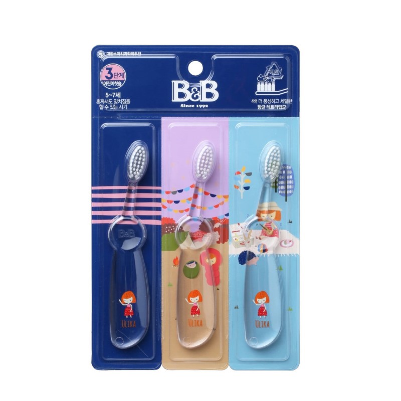 B&B Muaa Toothbrush for Kids 3pcs - Step 3 (5-7 Years)