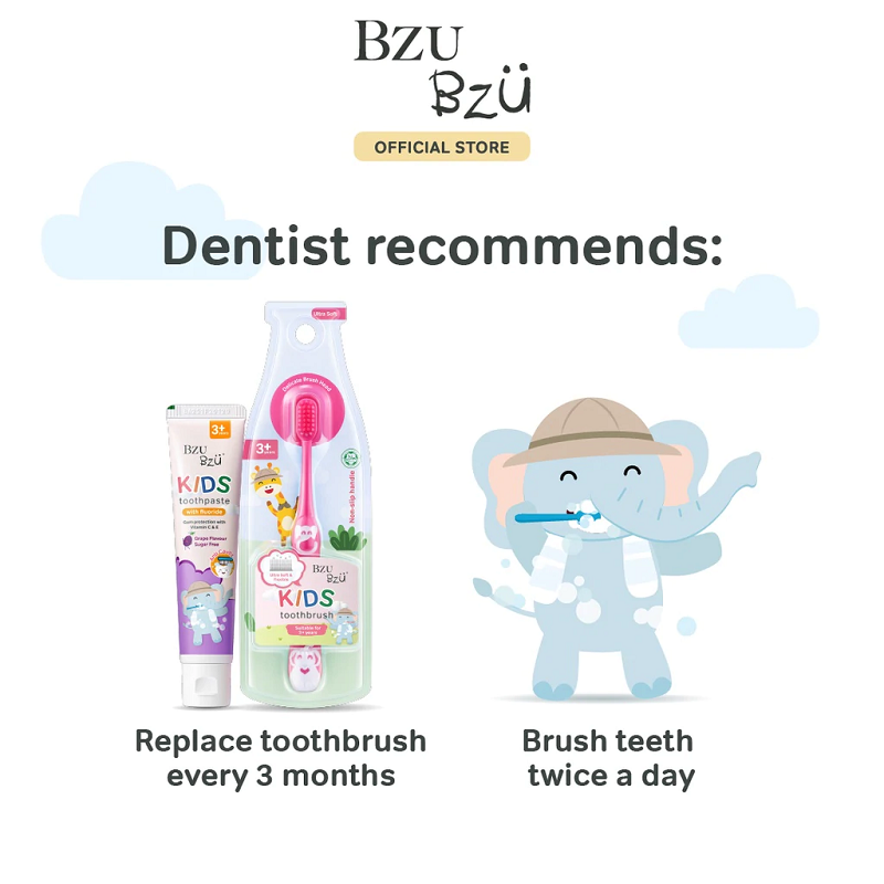 Bzu Bzu Kids Toothbrush - Pink / Blue