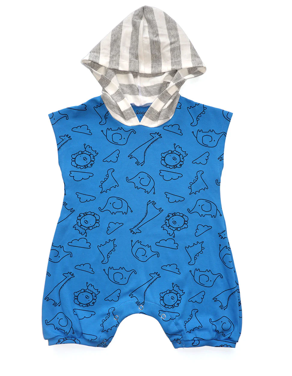 Lagom Kids Blue Safari CS Hoodie Romper