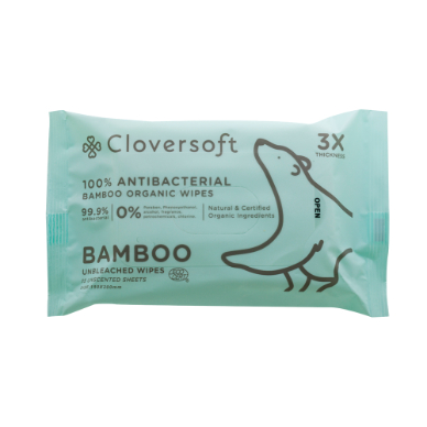 Cloversoft Unbleached Bamboo Organic Antibacterial Wipes - 15 Sheets