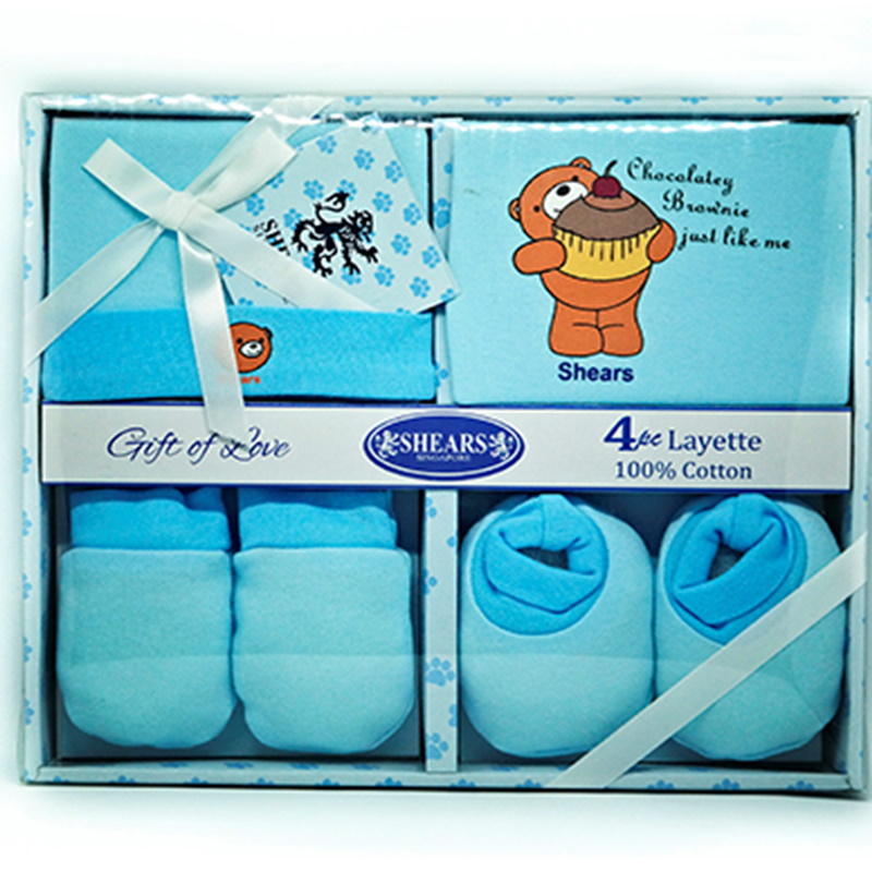 Shears 4pc Friends Series Gift Set (Romper, Cap, Mitten & Booties) - BLUE SERIES