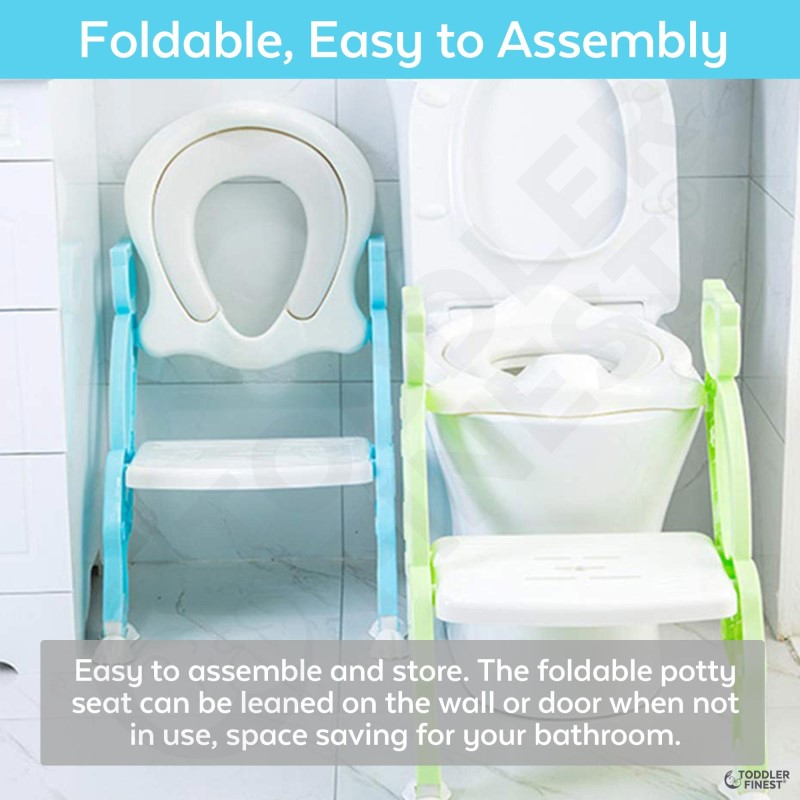 2-in-1 Potty Training Seat with Step Stool Ladder - Adjustable Toddler Toilet Training Seat - Soft Anti-Cold Padded Seat - Non-Slip Urinal Pad, Splash Guard, Safe Handle - Portable Easy Clean - For Kids Baby Boy Girl (ToddlerFinest)