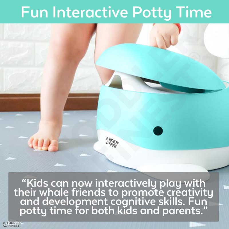3-in-1 Whale Potty Training Seat - Portable Toddler Toilet Chair Step Stool - Smart Urinal Pot with Backrest Splash Guard Removable Lid & Bowl - Safe Durable Ergonomic Non-Slip Easy Clean - For Kids Child Boys Girls (ToddlerFinest)
