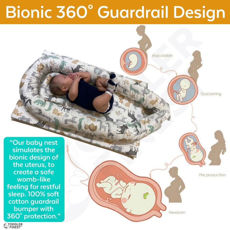ToddlerFinest 2-in-1 Portable Baby Lounger Nest with Pillow (0-24 month)