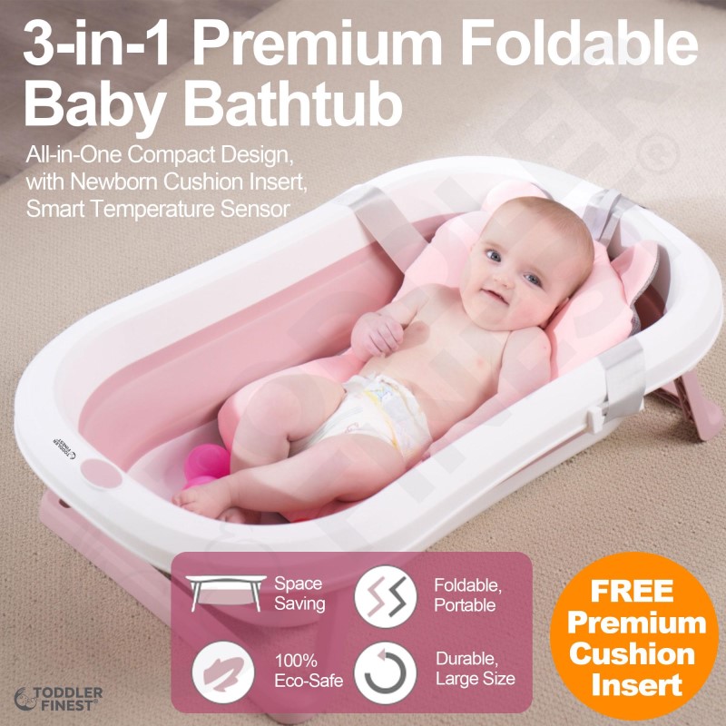 ToddlerFinest 3-in-1 Foldable Collapsible Lightweight Baby Bath Tub