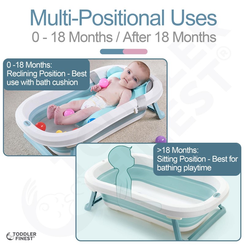 ToddlerFinest 3-in-1 Foldable Collapsible Lightweight Baby Bath Tub