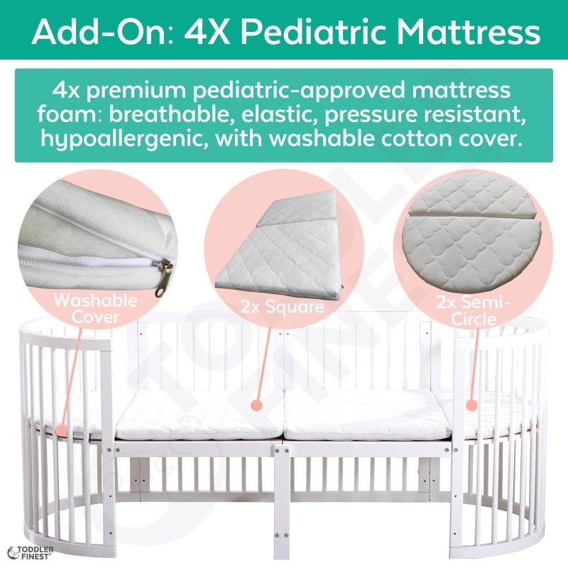 ToddlerFinest 9-in-1 Convertible Baby Crib Ultimate Bundle