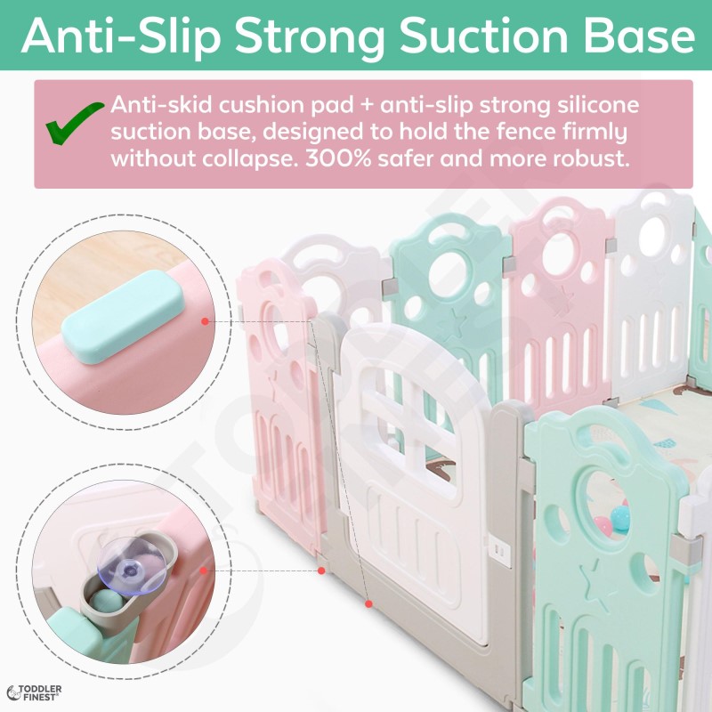 ToddlerFinest Kids 16 Panel Safety Musical Playard Playpen Kids Activity Centre with Anti-Slip Suction Base