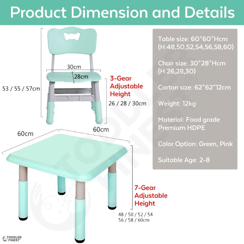 ToddlerFinest Kids Activity Table and 2 Chairs Set