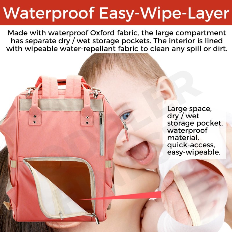 ToddlerFinest Premium Multifunctional Designer Mummy Fashion Anti Theft Nappy Diaper Bag (ToddlerFinest)