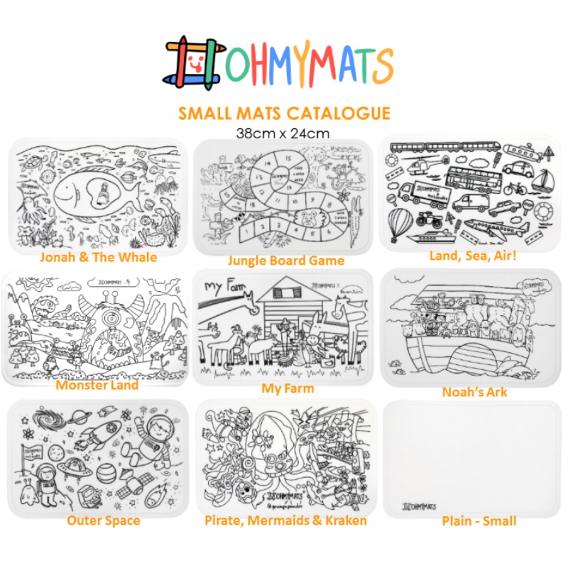 #ohmymats - Small (Mat Only) Resuable Colouring & Dining Place Mat (KOREA) 