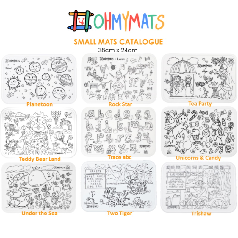 #ohmymats - Small (Mat Only) Resuable Colouring & Dining Place Mat (KOREA) 