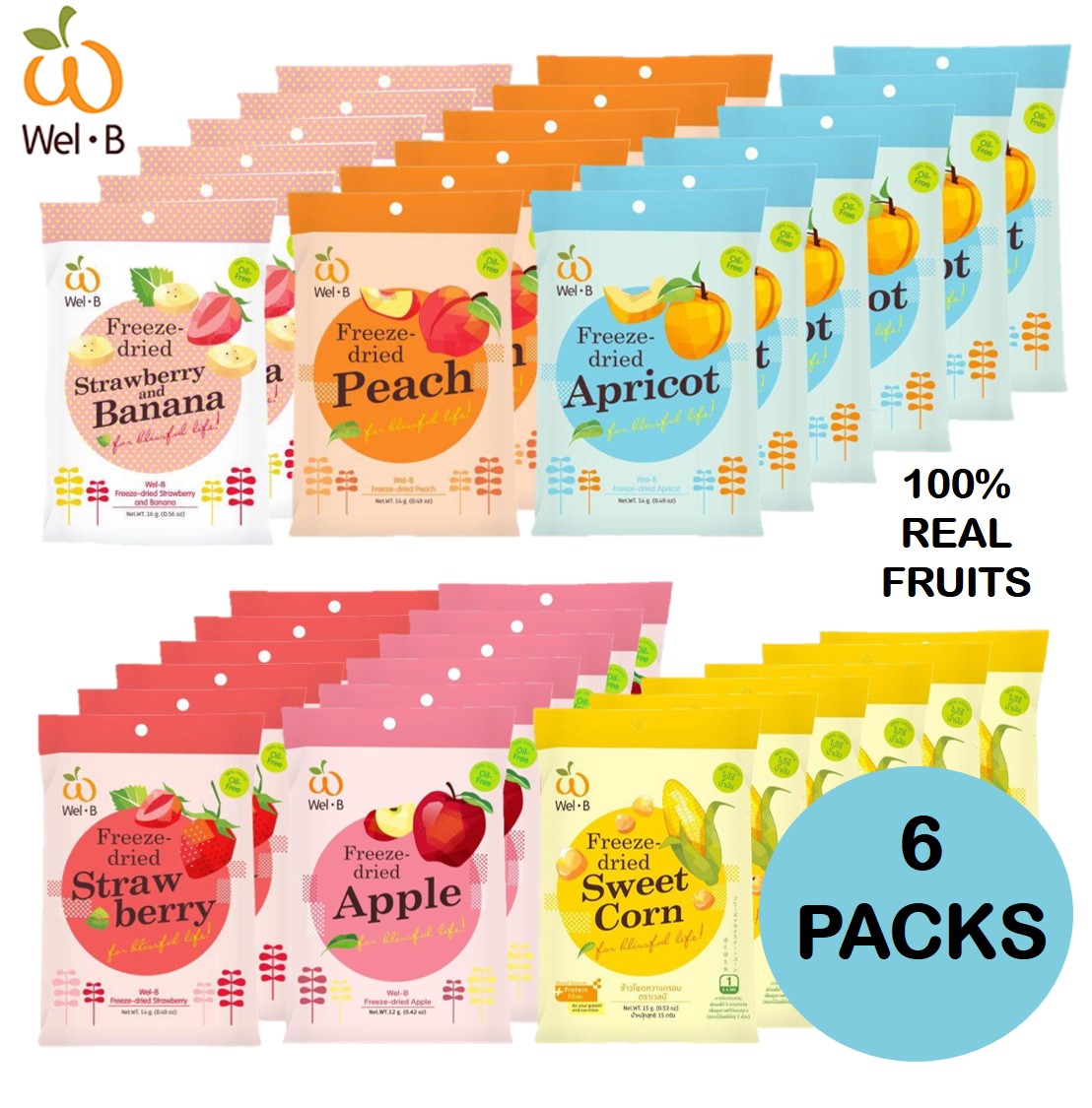 [Bundle of 4] Wel.B Freeze Dried Fruits (Pack of 6)