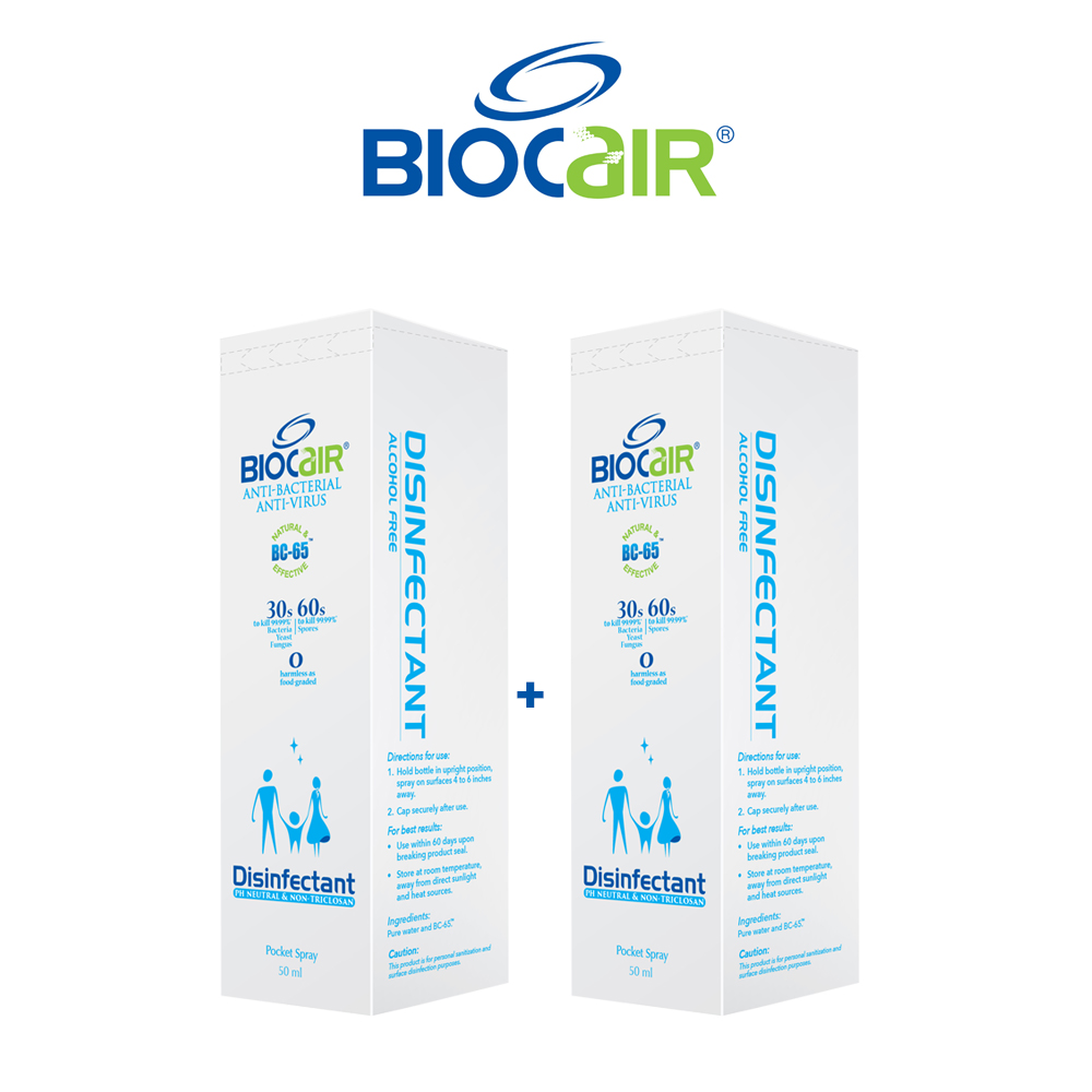 BioCair BC-65 Disinfectant Pocket Spray 50ml - Twin Pack