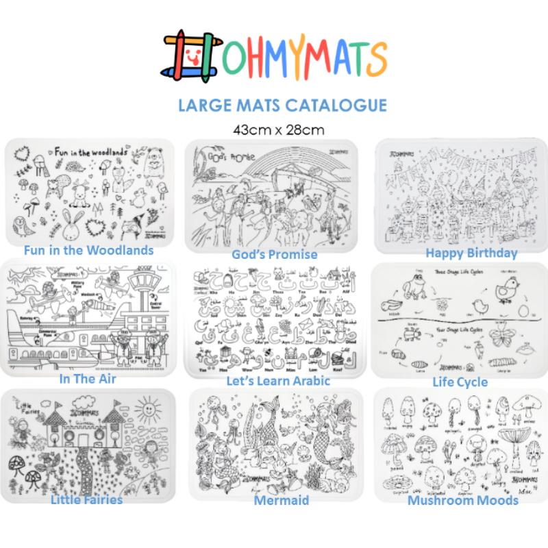 #ohmymats - Large (Mat Only) Resuable Colouring & Dining Place Mat (KOREA) 