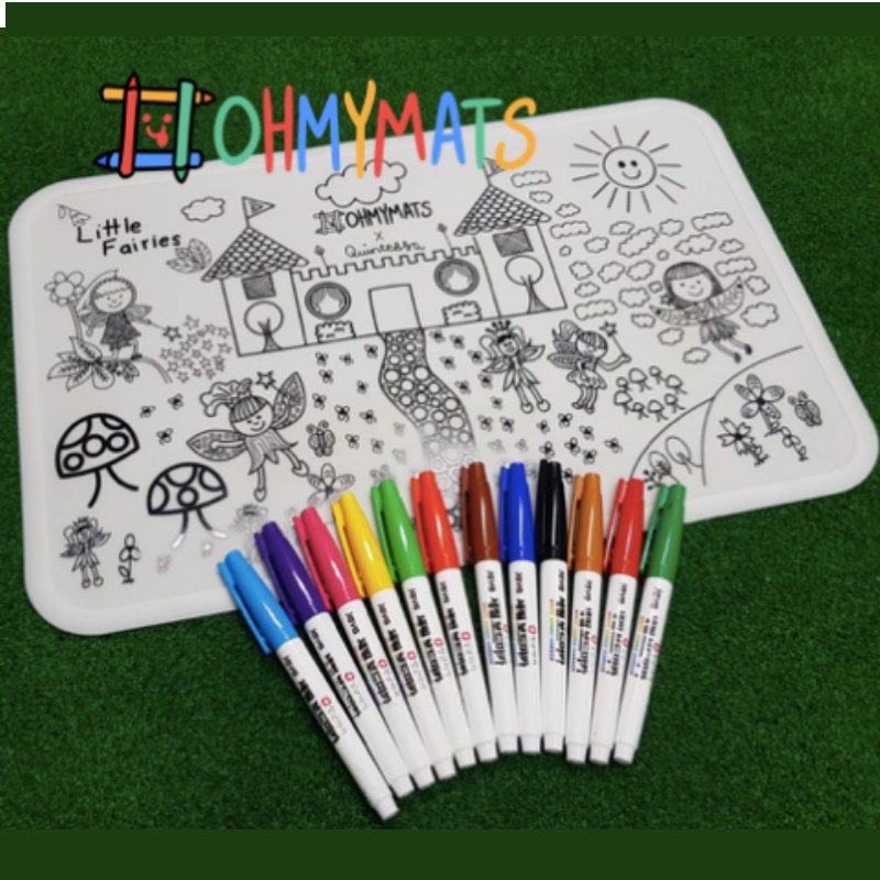 #ohmymats - Large (Mat + Fine Tip Marker) Resuable Colouring & Dining Place Mat (KOREA) 