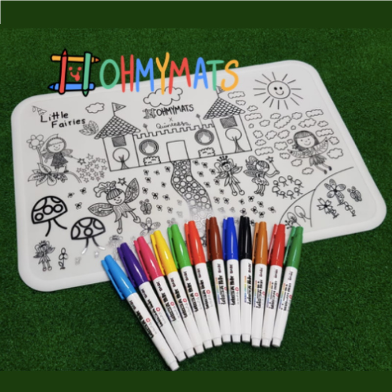 #ohmymats - Large (Mat + Broad Tip Marker) Resuable Colouring & Dining Place Mat (KOREA) 