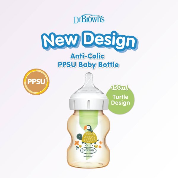 Dr Brown's 5 oz/150 ml PPSU Wide-Neck Options+ Bottle with Deco, 1pcs