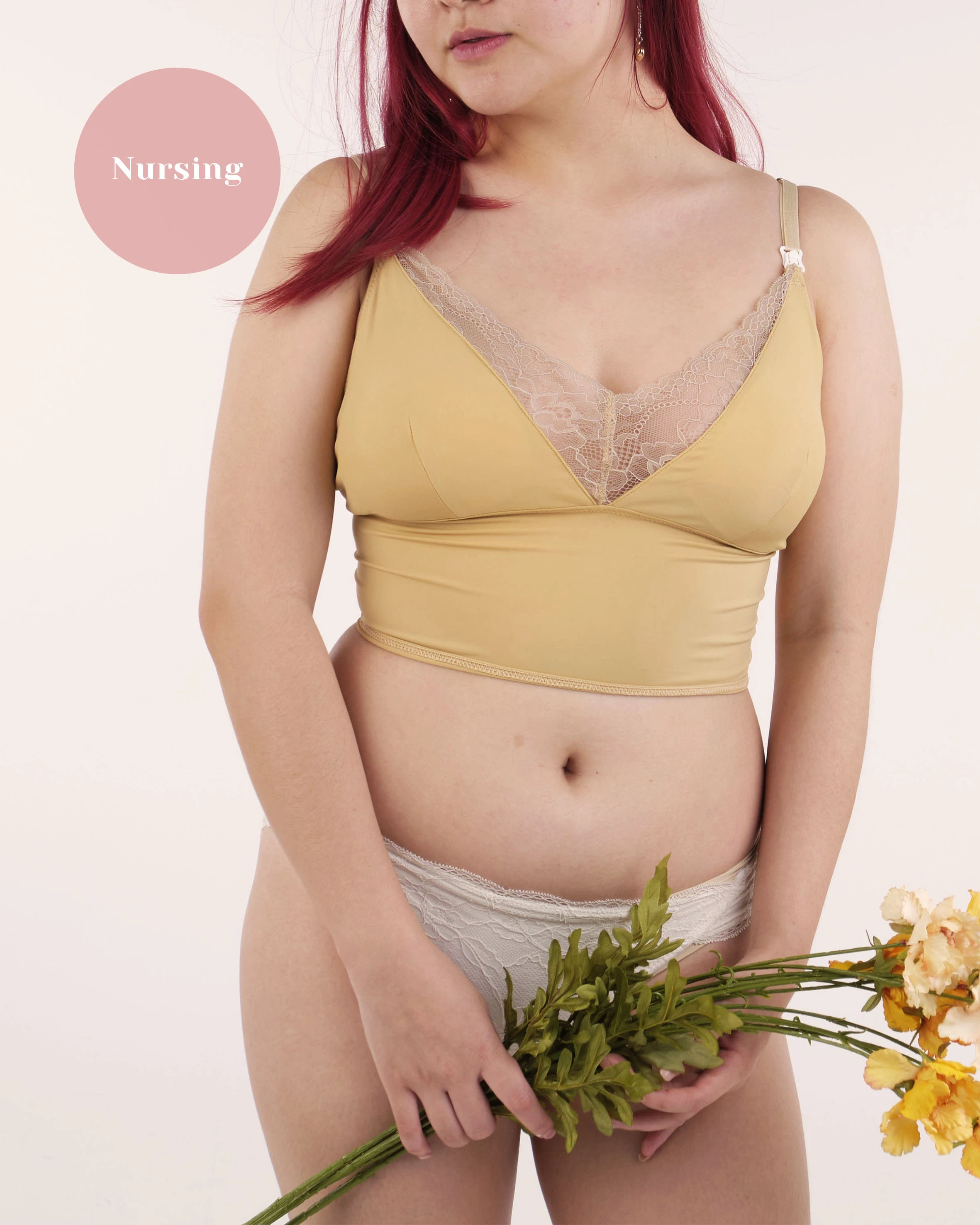 Our Bralette Club The Full Moon Padded Nursing Camisole in Granola