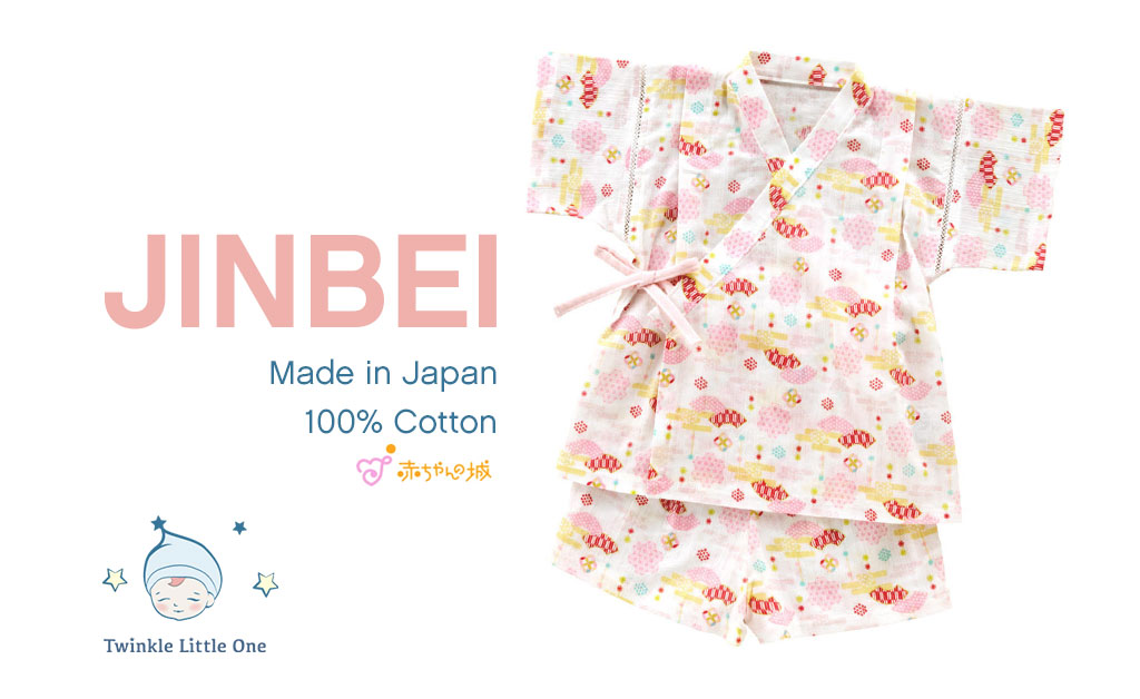 Twinkle Little Ones Jinbei - Pink Fan Pattern Apparel (9months - 24 months)