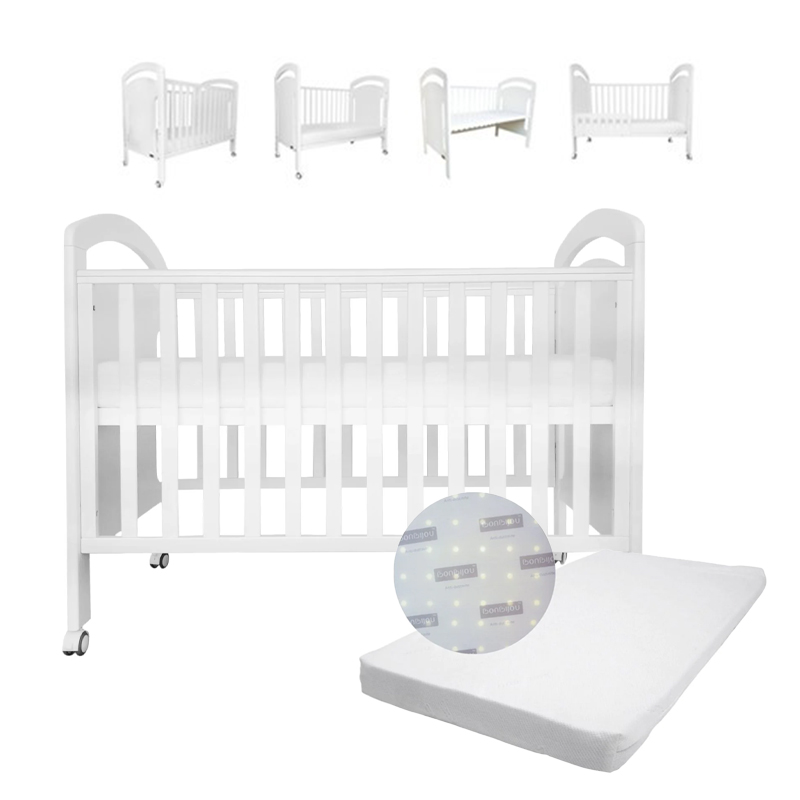 Bonbijou Osito 5-in-1 Baby Cot + Anti Dust-Mite Foam Mattress With Hole (24x47x4