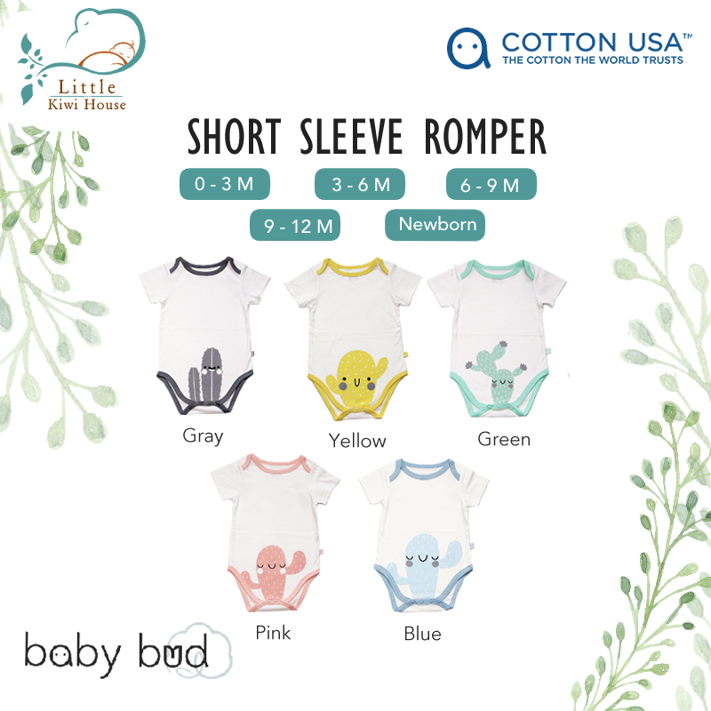 Made from 100% Premium USA Cotton | Baby Bud Baby Short Sleeve Romper