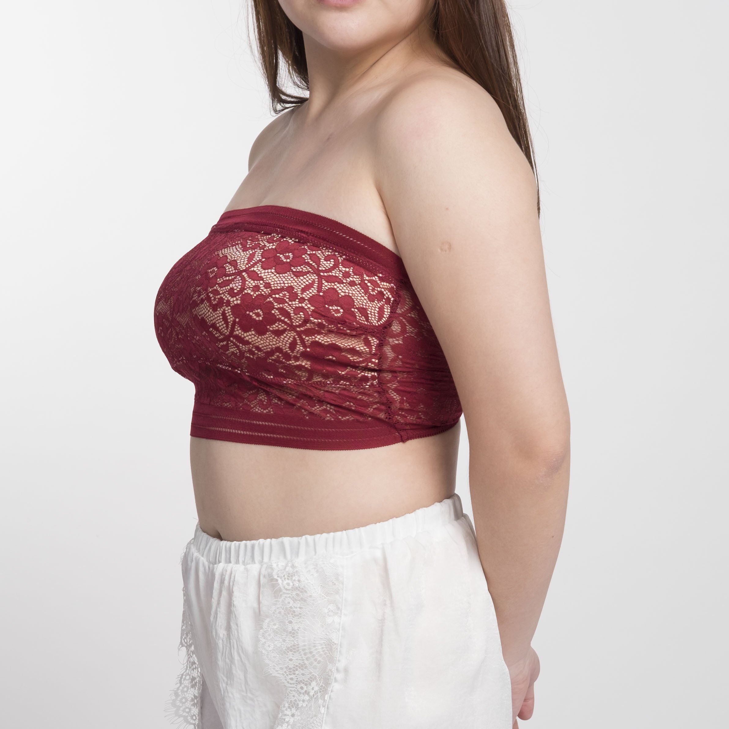 Our Bralette Club The Lucked Out Padded Strapless Bralette in Maroon