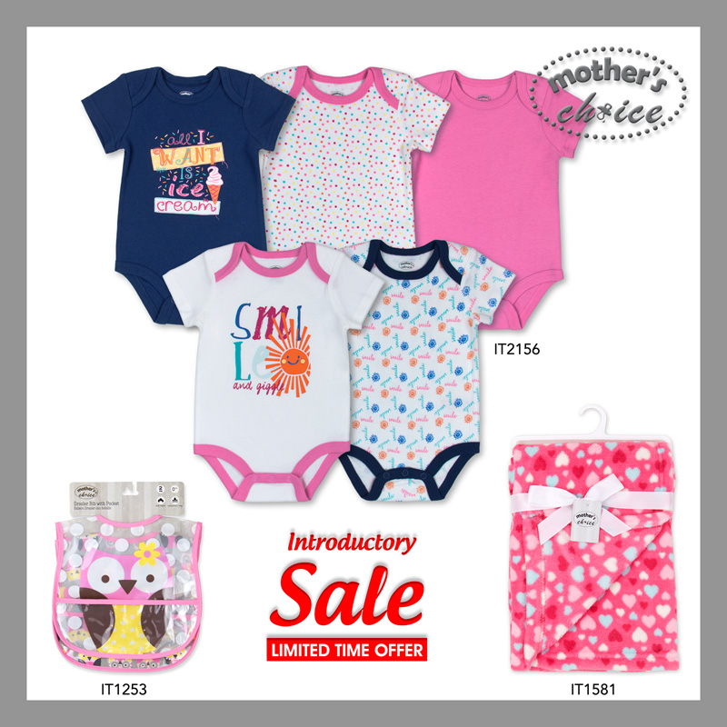 Mothers Choice 5  Pcs Baby Bodysuits + 2 Pcs Waterproof Bibs + Blanket Bundle Set (18-24 Months)