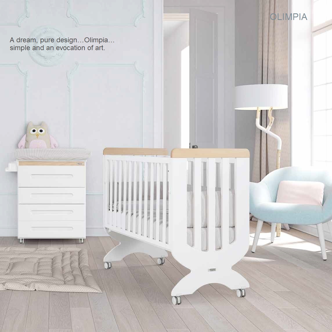 baby-fair Micuna Olimpia Baby Cot with Patented Relax System + 4 Inch Anti Dust Mite foam Mattress (Unique Double Locking Mechanism for Extra Safety) (Made in SPAIN)