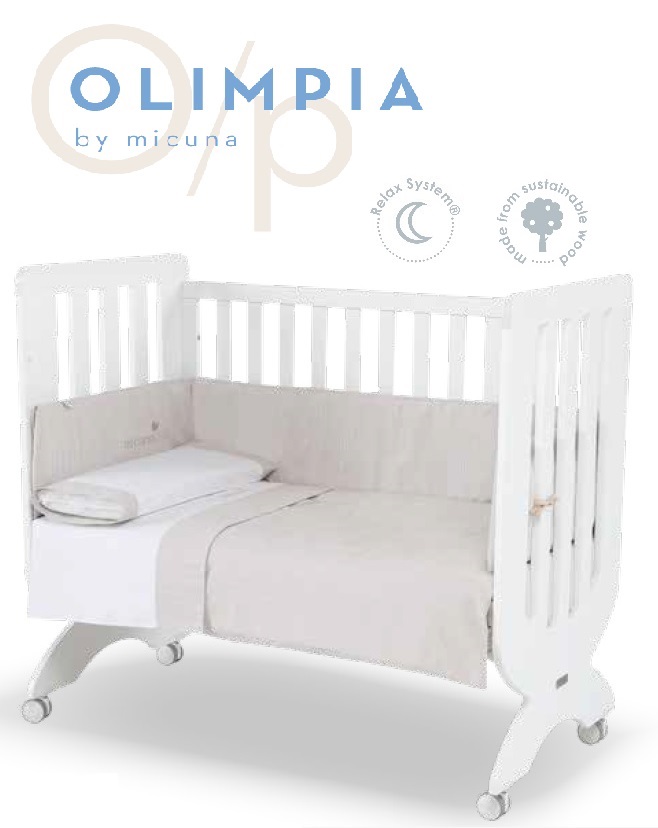 Micuna Olimpia Baby Cot with Patented Relax System + 4 Inch Anti Dust Mite foam Mattress (Unique Double Locking Mechanism for Extra Safety) (Made in SPAIN)