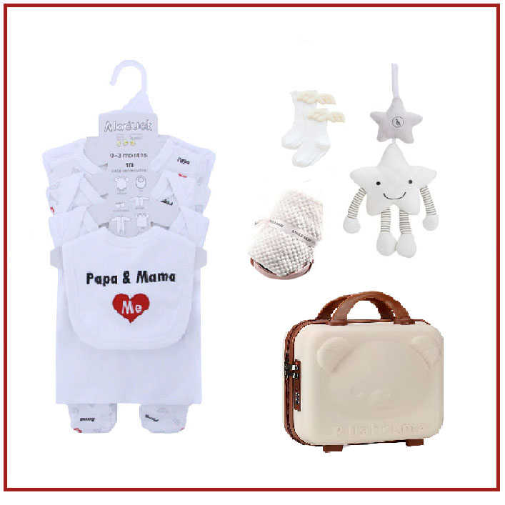 Momobebe 12pcs Baby Clothes & Blanket Set with Suitcase Pack