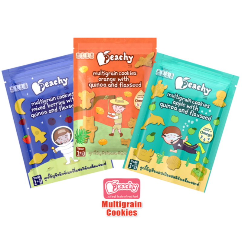 Peachy Baby Food Multigrain Cookies (Assorted Flavours) Bundle of 3