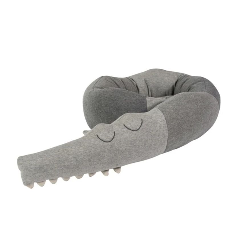 Sebra Knitted Cushion - Sleepy Croc, Grey