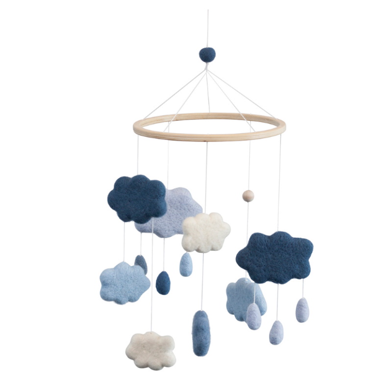 Sebra Felted Baby Mobile (Clouds in Royal Blue)