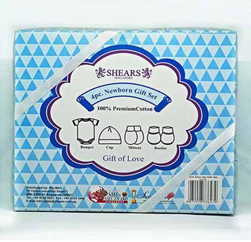 Shears 4pc Friends Series Gift Set (Romper, Cap, Mitten & Booties) - BLUE SERIES