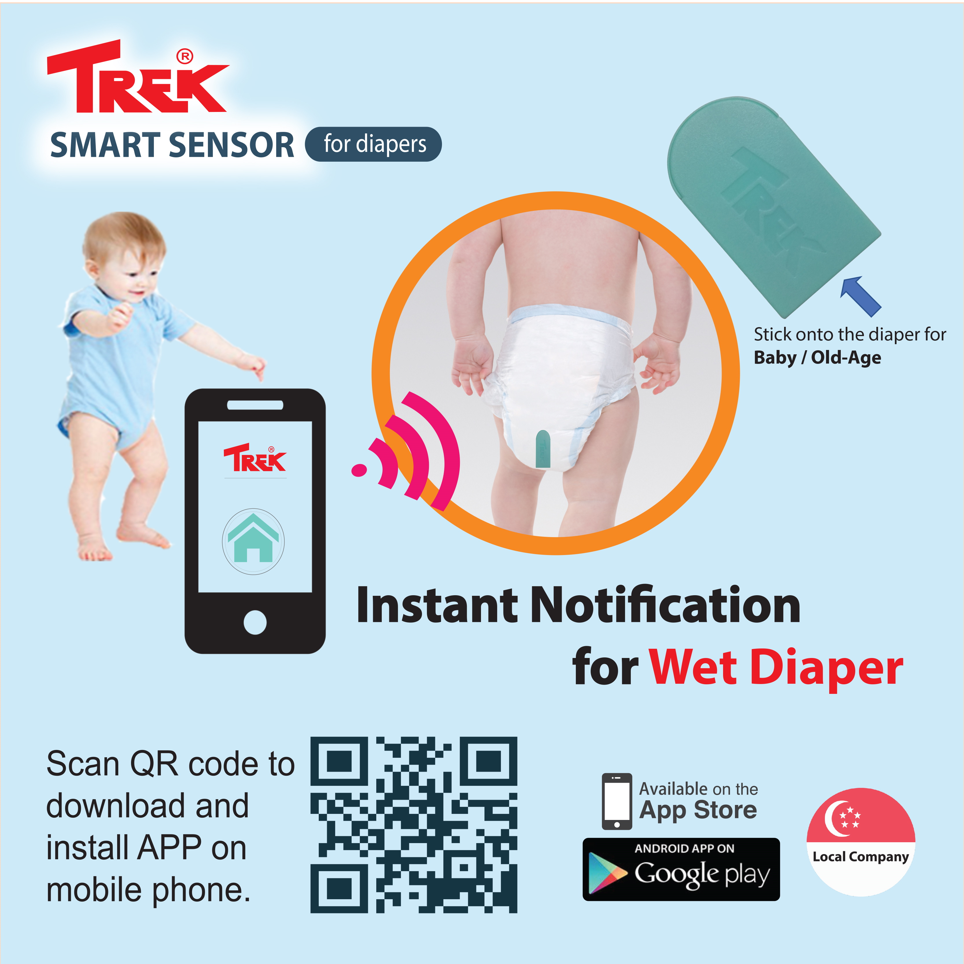 Trek Smart Sensor (instant notification for wet diaper)