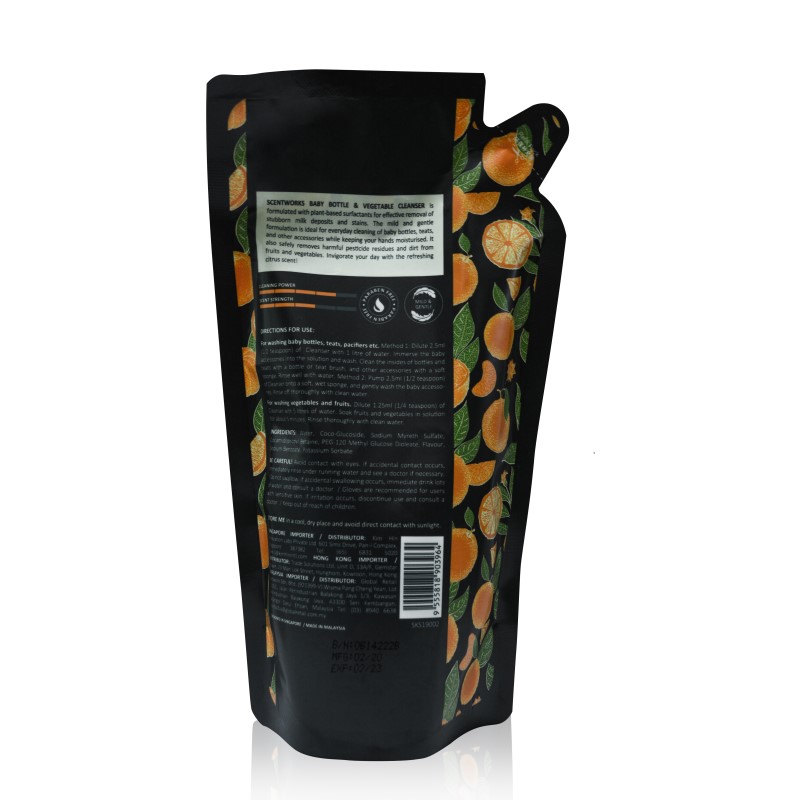 Snapkis Scentworks Baby Bottle & Vegetable Cleanser (Orange Sunrise) 450ml Refill (Buy 1 Get 2 Free!)