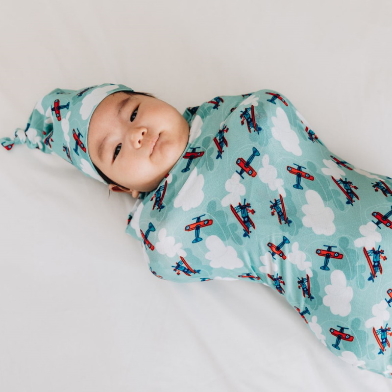The Plush Club Jet Set Go Swaddle and Hat